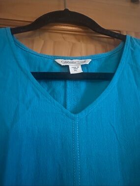 Coldwater Creek Turquoise Blue Sleeveless V-Neck Dress with pockets